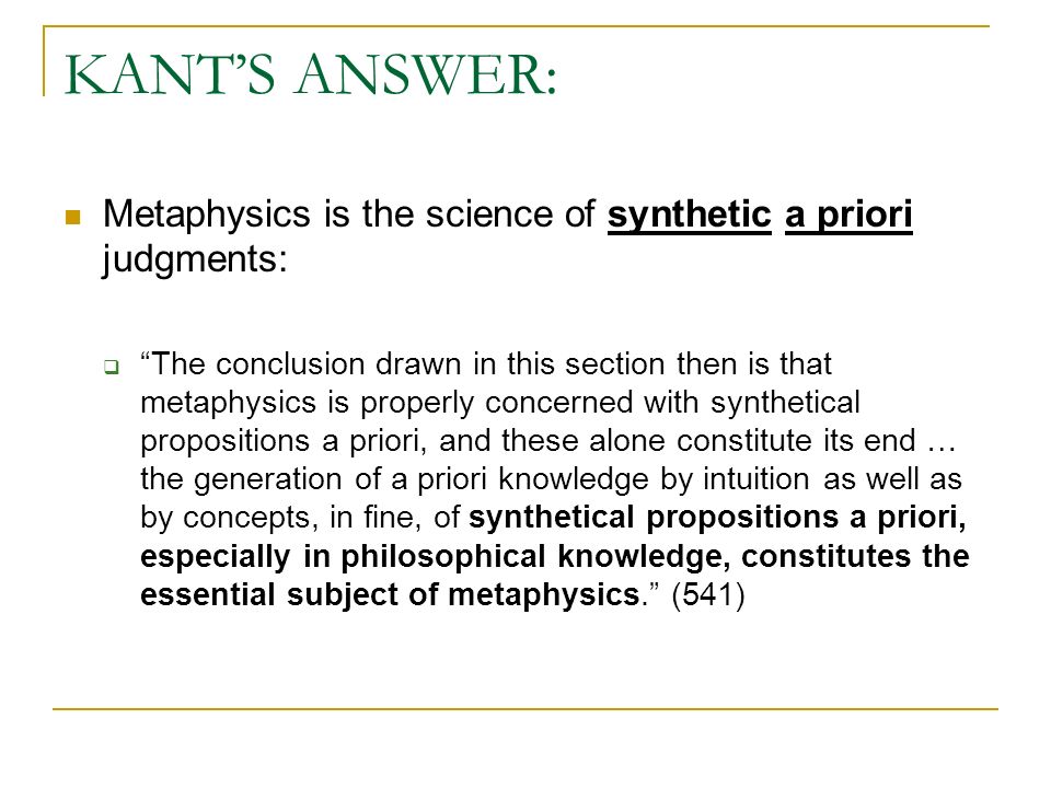 KANT ON THE SYNTHETIC A PRIORI ppt video online download